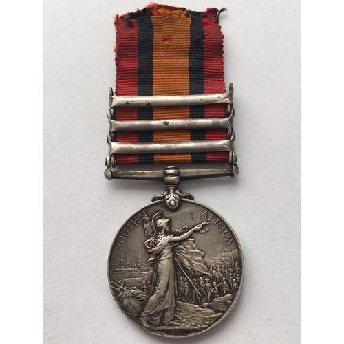 1077 - A THREE CLASP QUEEN'S SOUTH AFRICA MEDAL TO THE ARTILLERY. A Queen's South Africa Medal with clasps ... 