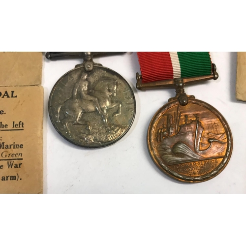 1092 - A FIRST WORLD WAR MERCANTILE MARINE PAIR. A pair comprising Mercantile Marine War Medal and British ... 