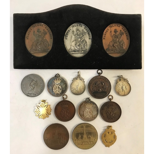 1110 - A COLLECTION OF AWARD AND SOUVENIR MEDALS. Three mounted oval medals, Royal Dublin Society Horse sho... 