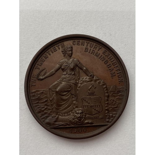 1115 - THE TWENTIETH CENTURY EXHIBITION BIRMINGHAM. A bronze award medal for the Twentieth Century Exhibiti... 