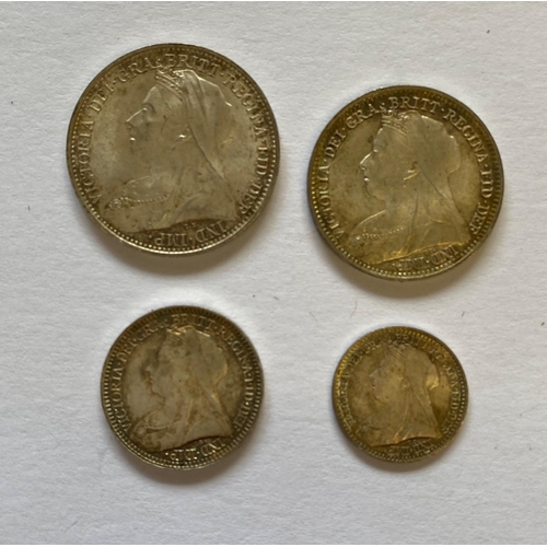 1116 - A SET OF FOUR VICTORIAN MAUNDY COINS. Maundy coins dated 1894 comprising 4d, 3d, 2d and 1d. 4 coins.... 