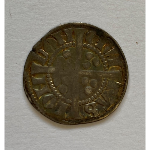 1118 - AN EDWARD II HAMMERED SILVER PENNY. A silver penny, facing crowned portrait, reverse with long cross... 