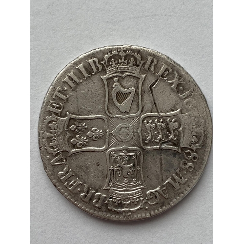 1128 - A JAMES II CROWN. A James II Crown dated 1688, draped bust l. reverse with cruciform shields, Rim An... 