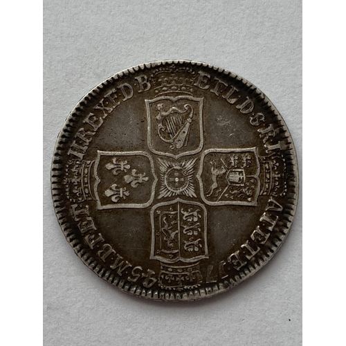 1137 - A GEORGE II HALFCROWN. A George II Lima Halfcrown dated 1745, Old Laureate bust l, reverse plain ang... 