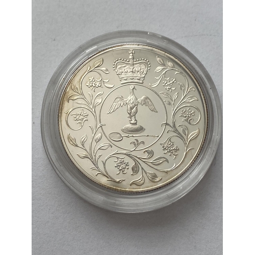 1145 - 1977 SILVER JUBILEE PROOF CROWN. A 1977 Silver proof Crown, Queen Elizabeth II Silver Jubilee, encap... 