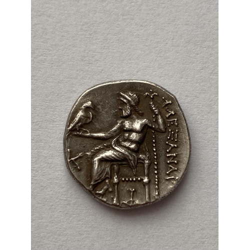 1149 - AN ALEXANDER THE GREAT DRACHM. Alexander the Great (326-323 B.C.) Silver Drachm, obverse wearing lio... 