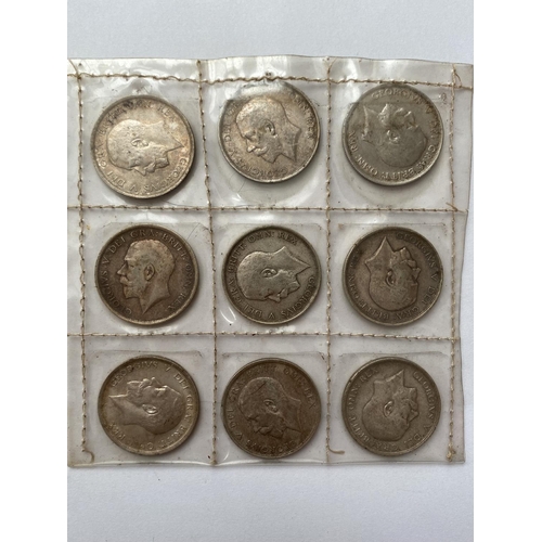 1163 - A COLLECTION OF NINE GEORGE V HALFCROWNS. George V Halfcrowns for 1911, 1912, 1913, 1914, 1915, 1916... 