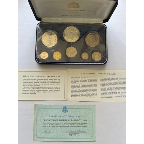 1167 - BARBADOS 1973 AND 1974 PROOF SETS. Two Franklin Mint 'Barbados Proof Set', eight coins, one cent to ... 