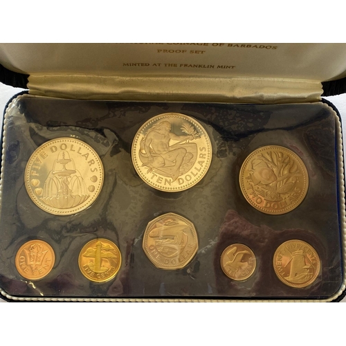 1167 - BARBADOS 1973 AND 1974 PROOF SETS. Two Franklin Mint 'Barbados Proof Set', eight coins, one cent to ... 