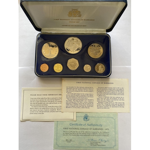 1167 - BARBADOS 1973 AND 1974 PROOF SETS. Two Franklin Mint 'Barbados Proof Set', eight coins, one cent to ... 