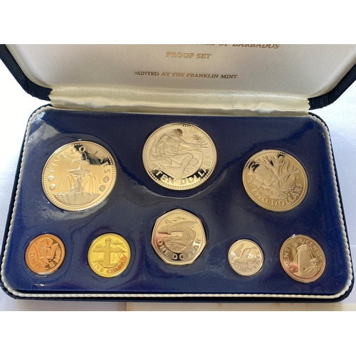 1167 - BARBADOS 1973 AND 1974 PROOF SETS. Two Franklin Mint 'Barbados Proof Set', eight coins, one cent to ... 