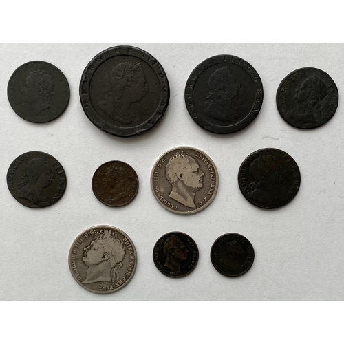 1175 - TWO HALFCROWNS AND A COLLECTION OF LATER COPPER. George IV and William IV Halfcrowns for 1821 and 18... 