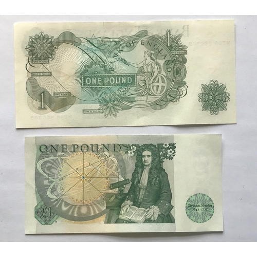 1215 - SERIES 'C' AND 'D' ONE POUND BANKNOTES. Series 'C' Portrait issue one pound Bank notes signed by J.B... 