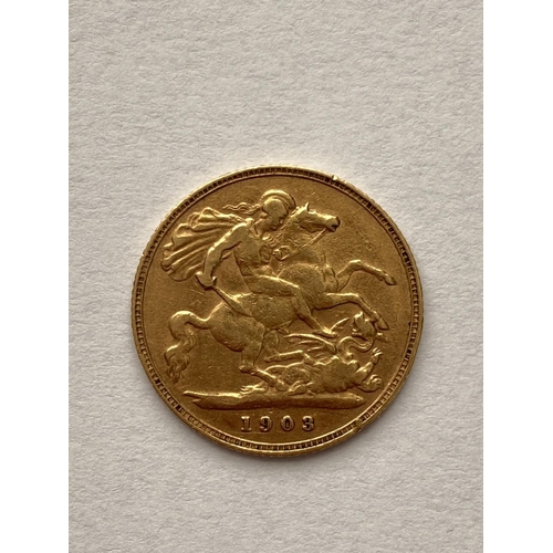 1218 - A HALF SOVEREIGN. An Edward VII Half Sovereign dated 1903.