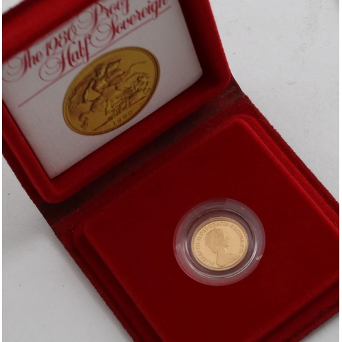 1220 - A PROOF HALF SOVEREIGN. A Queen Elizabeth II Proof half sovereign dated 1980, in capsule and Royal M... 