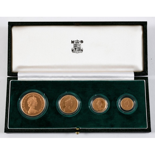 1224 - A ROYAL MINT FOUR COIN GOLD PROOF SET. A four coin proof set comprising: Gold £5.00 (39.94g) from an... 