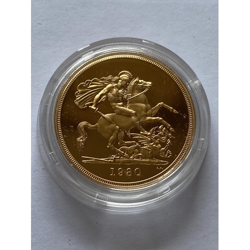 1224 - A ROYAL MINT FOUR COIN GOLD PROOF SET. A four coin proof set comprising: Gold £5.00 (39.94g) from an... 