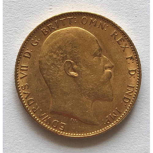 1227A - AN EDWARD VII SOVEREIGN. An Edward VII Sovereign, bare head r, P on the ground for the Perth Mint, d... 