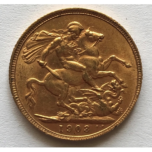 1229 - AN EDWARD VII SOVEREIGN. An Edward VII Sovereign, bare head r, dated 1903.