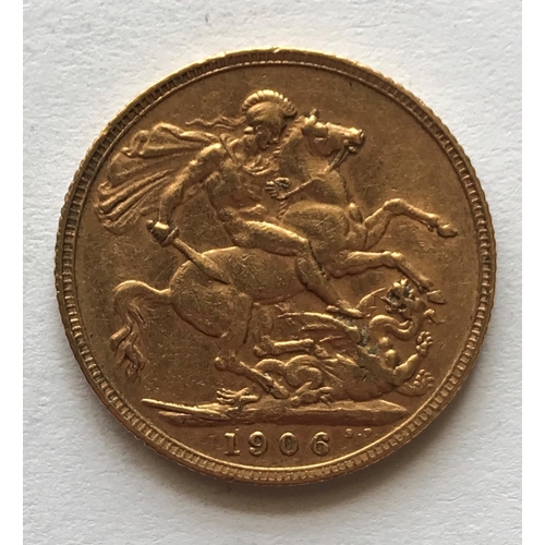 1230 - AN EDWARD VII SOVEREIGN. An Edward VII Sovereign, bare head r, dated 1906.