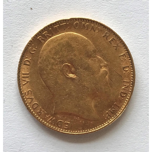 1231 - AN EDWARD VII SOVEREIGN. An Edward VII Sovereign, bare head r, P on the ground for the Perth Mint, d... 