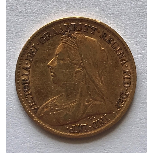 1236A - A VICTORIAN HALF SOVEREIGN. A Victorian half sovereign, old draped bust, l, dated 1898.