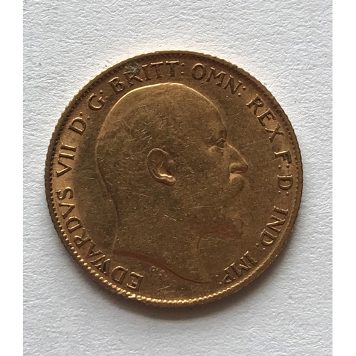 1244 - AN EDWARD VII HALF SOVEREIGN. An Edward VII half sovereign, bare head r, dated 1908.