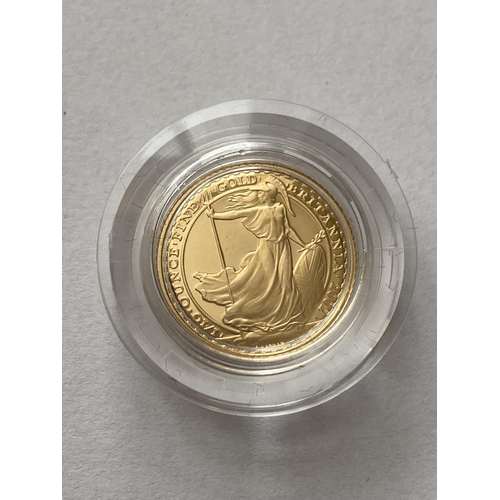 1256 - A 2002 GOLD PROOF BRITANNIA £10 COIN. A 2002 Britannia £10 coin, 3.41g, encapsulated and in Royal Mi... 