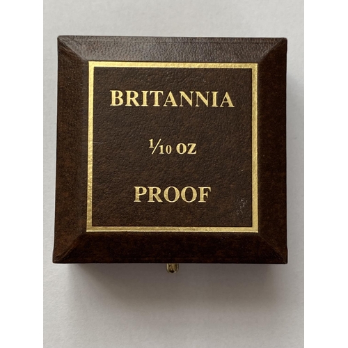 1256 - A 2002 GOLD PROOF BRITANNIA £10 COIN. A 2002 Britannia £10 coin, 3.41g, encapsulated and in Royal Mi... 