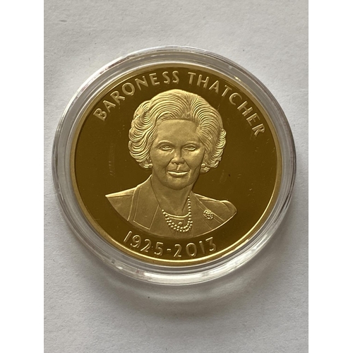 1261 - A BARONESS THATCHER 1 OZ GOLD COMMEMORATIVE COIN. A 22ct 1oz gold commemorative coin, proof containe... 