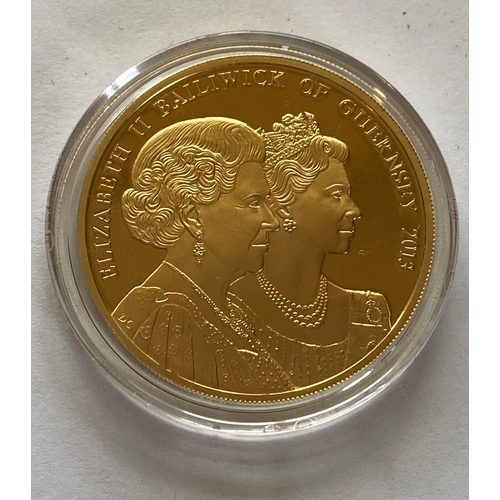 1263 - A GUERNSEY 2013 CORONATION JUBILEE GOLD £5.00 COIN. A 22ct Guernsey £5.00 gold coin, proof contained... 