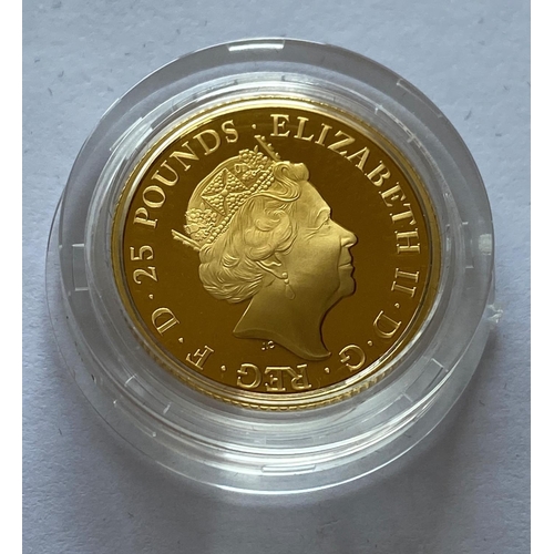 1267 - A 2018 FOUR GENERATIONS OF ROYALTY GOLD QUARTER OUNCE. A 24ct quarter ounce gold commemorative coin,... 