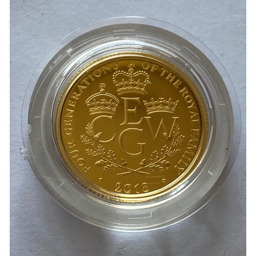 1267 - A 2018 FOUR GENERATIONS OF ROYALTY GOLD QUARTER OUNCE. A 24ct quarter ounce gold commemorative coin,... 