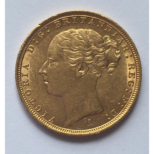 1272A - A 'YOUNG HEAD' SOVEREIGN. A Queen Victoria 'Young Head' Sovereign dated 1885, S beneath the bust for... 