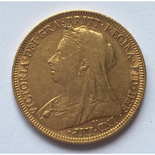 1274A - AN 'OLD HEAD' SOVEREIGN. A Queen Victoria 'Old Veiled Head' Sovereign dated 1895, with 'S' to the gr... 