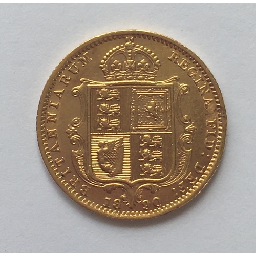 1285 - A 'JUBILEE BUST' HALF SOVEREIGN. A Queen Victoria 'Jubilee Bust' half Sovereign dated 1890. In red p... 