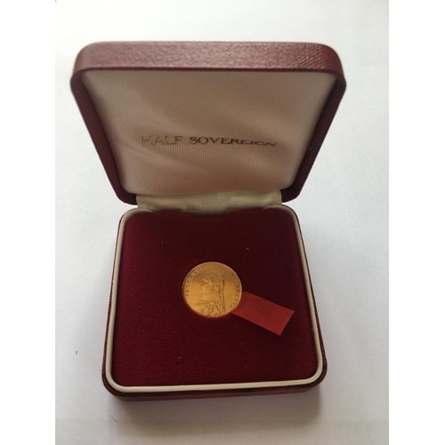 1285 - A 'JUBILEE BUST' HALF SOVEREIGN. A Queen Victoria 'Jubilee Bust' half Sovereign dated 1890. In red p... 