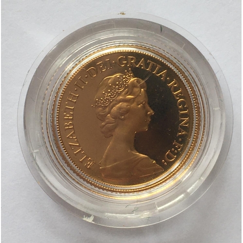 1289A - A PROOF SOVEREIGN. An Elizabeth II Proof Sovereign dated 1980, in Riyak Mint case and capsule.