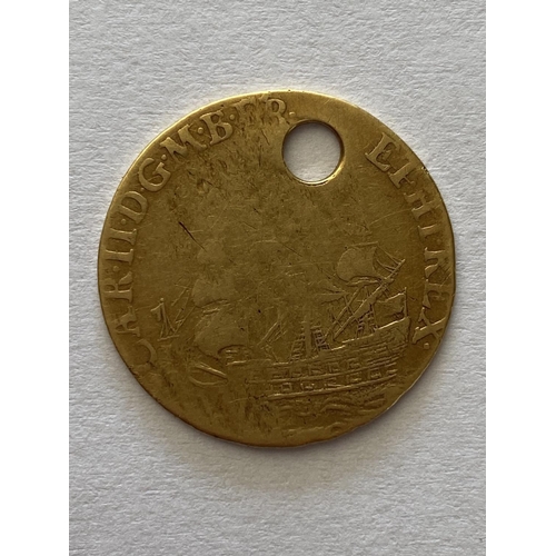 1294 - A CHARLES II GOLD TOUCH PIECE. A gold touch piece by J. Roettier, St George slaying the dragon 'Soli... 