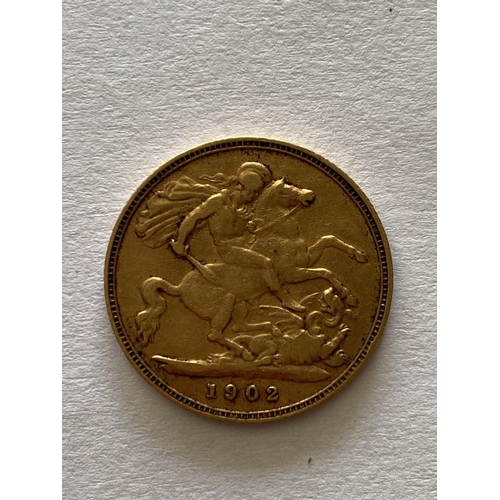 1296 - A HALF SOVEREIGN. An Edward VII Half Sovereign dated 1902.