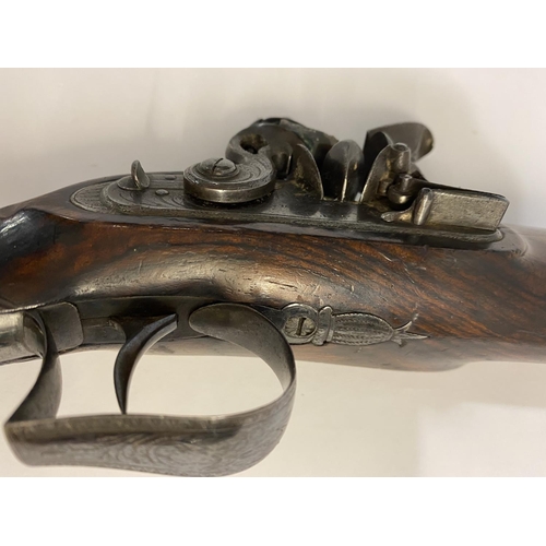 501 - A FINE FLINTLOCK PISTOL BY WILLIAM CHANCE AND SON. With a 15cm octagonal Damascus barrel with blued ... 