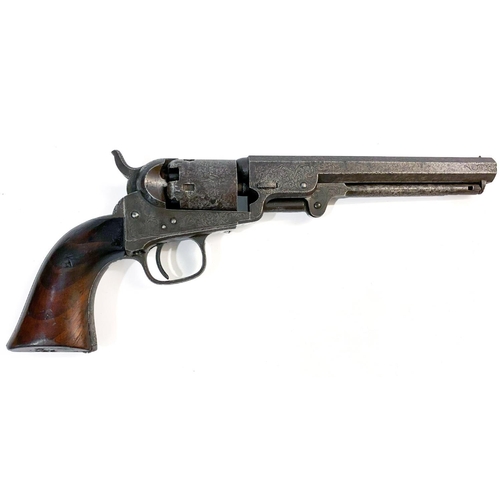 515 - AN UNUSUAL FACTORY ENGRAVED 31 CALIBRE COLT POCKET PISTOL. With a 14.5cm octagonal barrel marked to ... 