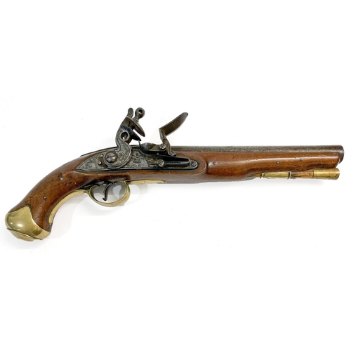 526 - A LIGHT CAVALRY ORDNANCE ISSUE FLINTLOCK PISTOL. Pre New land pattern carbine bore pistol with a 23c... 