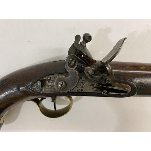 527 - AN ORDNANCE ISSUE NEW LAND PATTERN FLINTLOCK PISTOL. With a 22.5cm tapering barrel with much origina... 