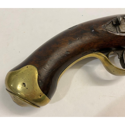 527 - AN ORDNANCE ISSUE NEW LAND PATTERN FLINTLOCK PISTOL. With a 22.5cm tapering barrel with much origina... 