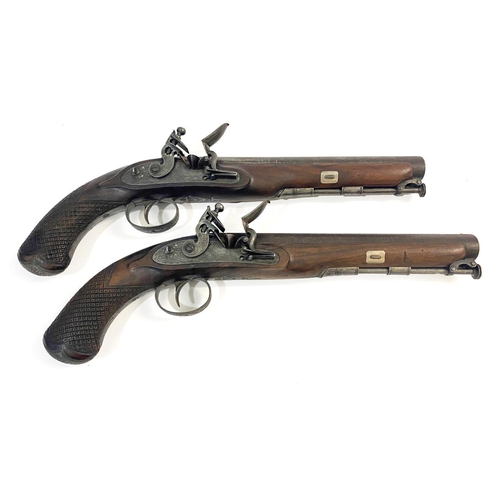 531 - A FINE PAIR OF DUELLING PISTOLS BY PROSSER OF LONDON. A pair of Officer's Pistols with 23cm flat top... 