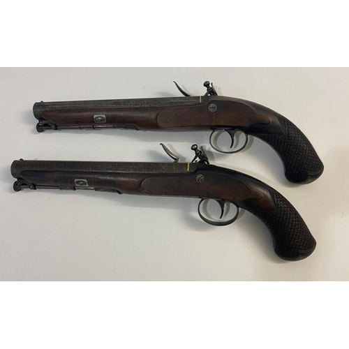 531 - A FINE PAIR OF DUELLING PISTOLS BY PROSSER OF LONDON. A pair of Officer's Pistols with 23cm flat top... 