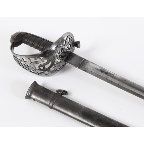 577 - AN 1821 HEAVY CAVALRY OFFICERS SWORD (1821-1887). With a 92cm straight pointed blade with partial fu... 