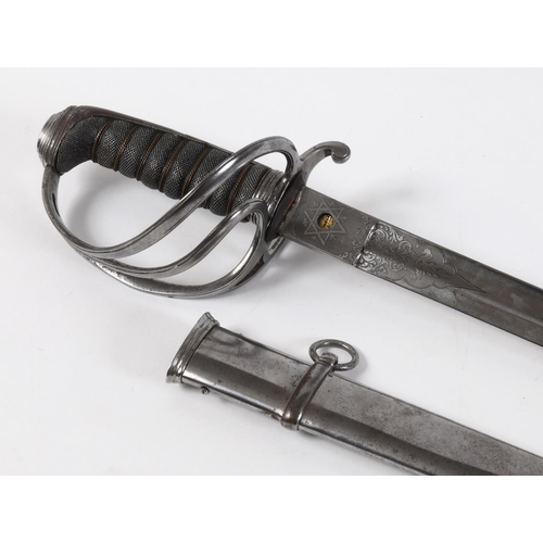 579 - AN 1821/1822 PATTERN CAVALRY OFFICER'S SWORD BY HILL BROTHERS. With an 89cm slightly curved, pointed... 