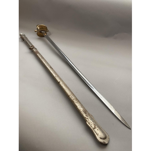 582 - A 1786 PATTERN INFANTRY SERGEANTS SWORD AND SCABBARD. With an 83cm straight pointed and fullered bla... 